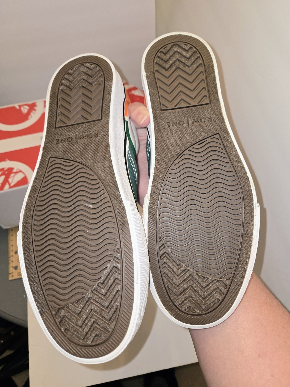 Row One Women's 7.5 U of Miami Slip-On Canvas Sneakers- Green & Orange NEW - Picture 8 of 12